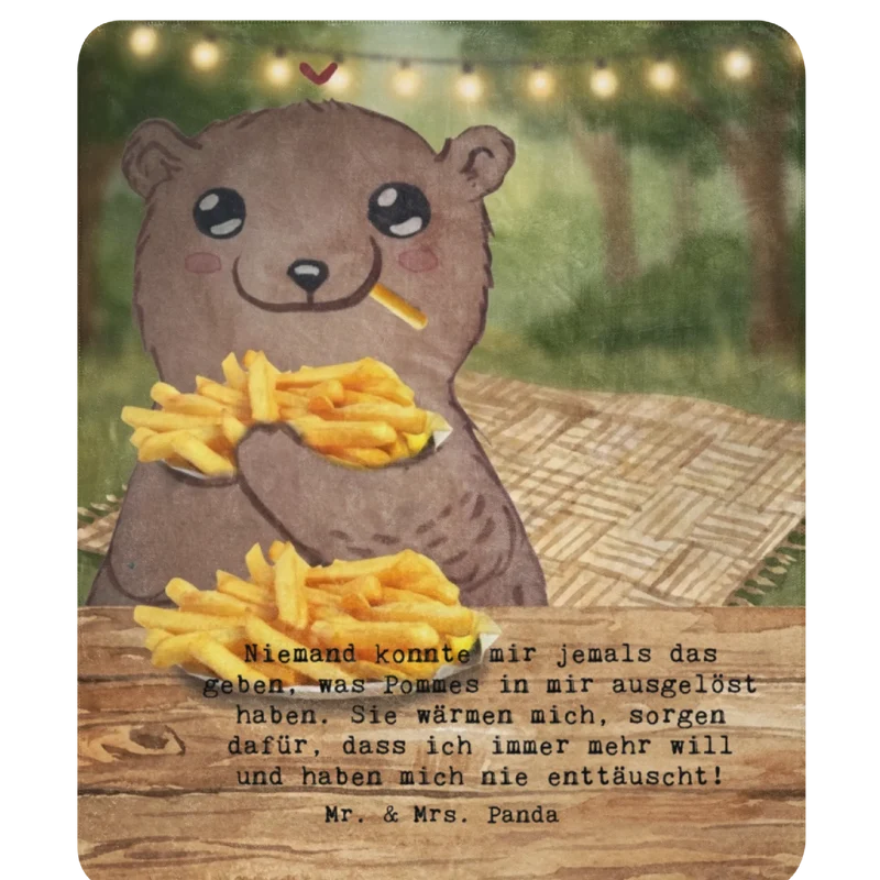 Sherpa Kuscheldecke Bär Pommes verliebt Design