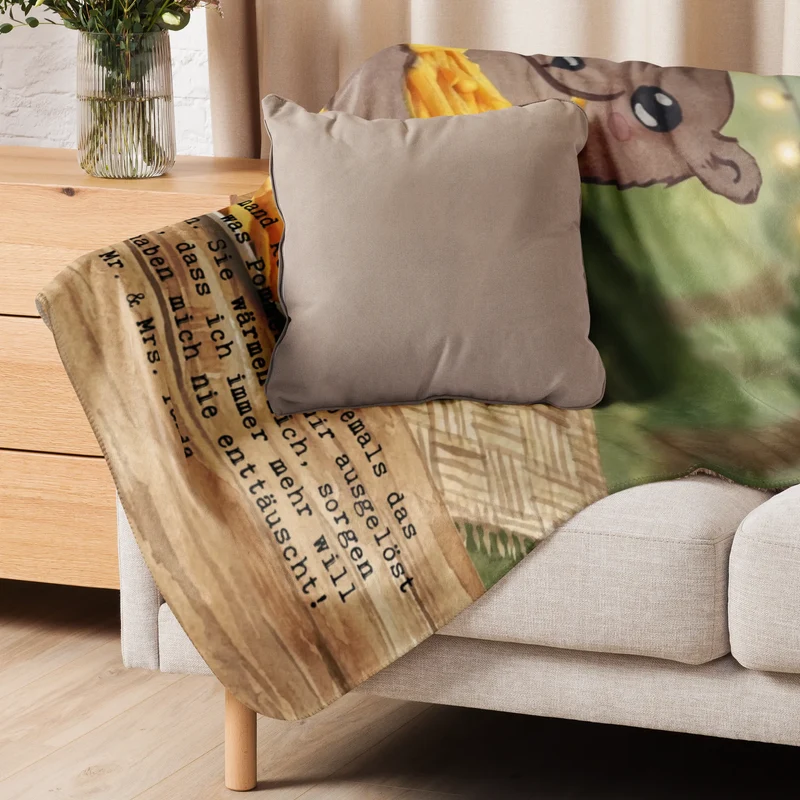 Sherpa Kuscheldecke Bär Pommes verliebt Design