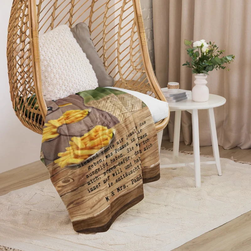 Sherpa Kuscheldecke Bär Pommes verliebt Design