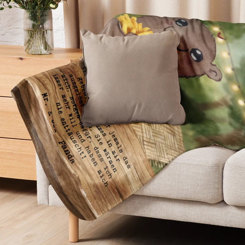Sherpa Kuscheldecke Bär Pommes verliebt Design