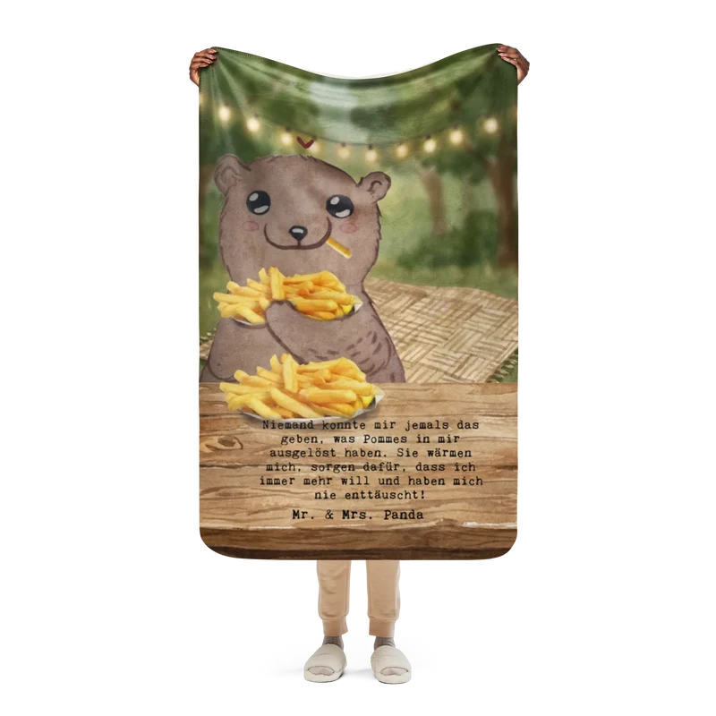 Sherpa Kuscheldecke Bär Pommes verliebt Design