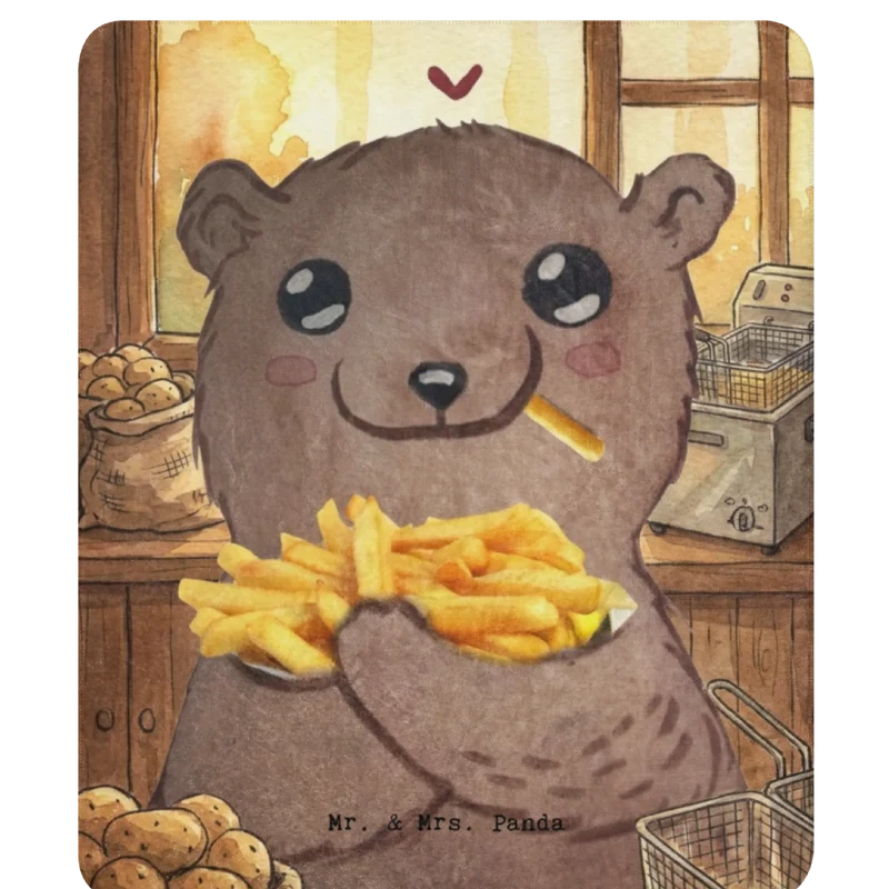 Sherpa Kuscheldecke Bär Pommes verliebt Design