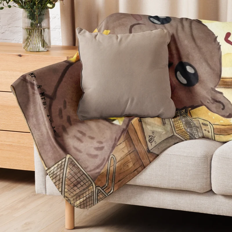 Sherpa Kuscheldecke Bär Pommes verliebt Design