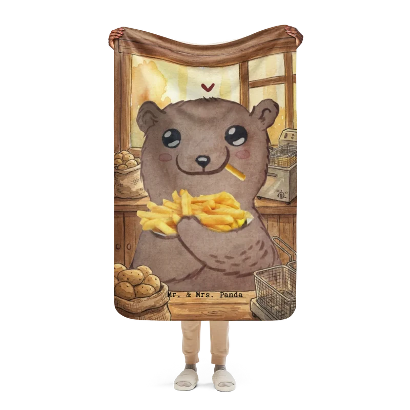 Sherpa Kuscheldecke Bär Pommes verliebt Design