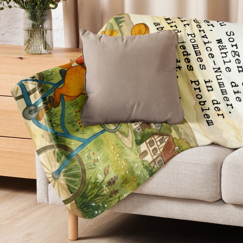 Sherpa Kuscheldecke Fuchs Lieferung Pommes Design