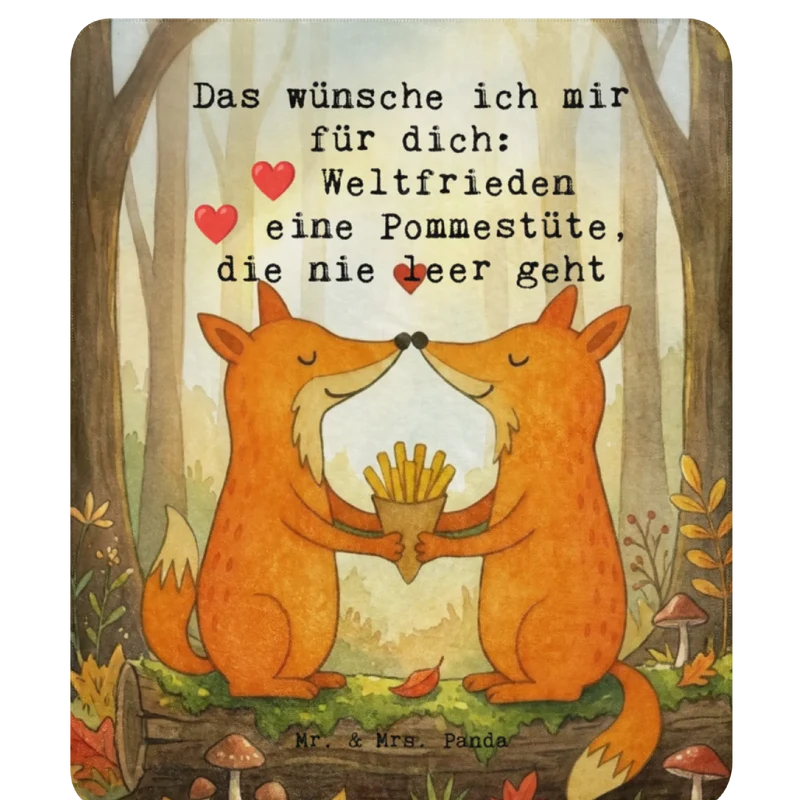 Sherpa Kuscheldecke Füchse Liebe Pommes Design