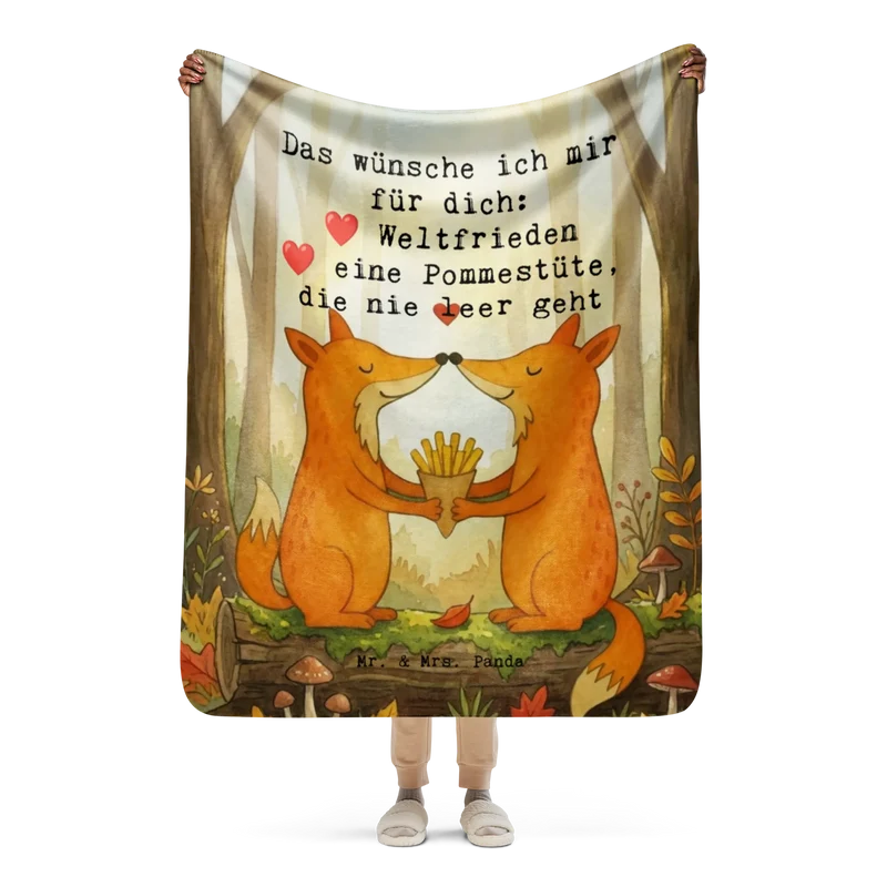 Sherpa Kuscheldecke Füchse Liebe Pommes Design