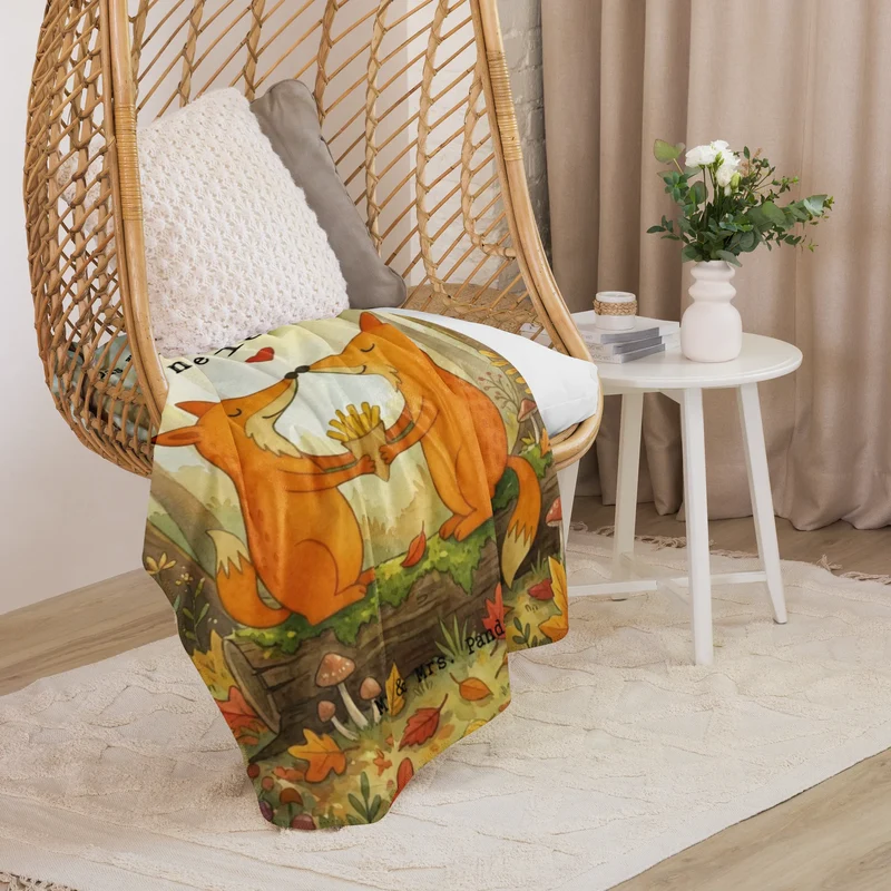 Sherpa Kuscheldecke Füchse Liebe Pommes Design