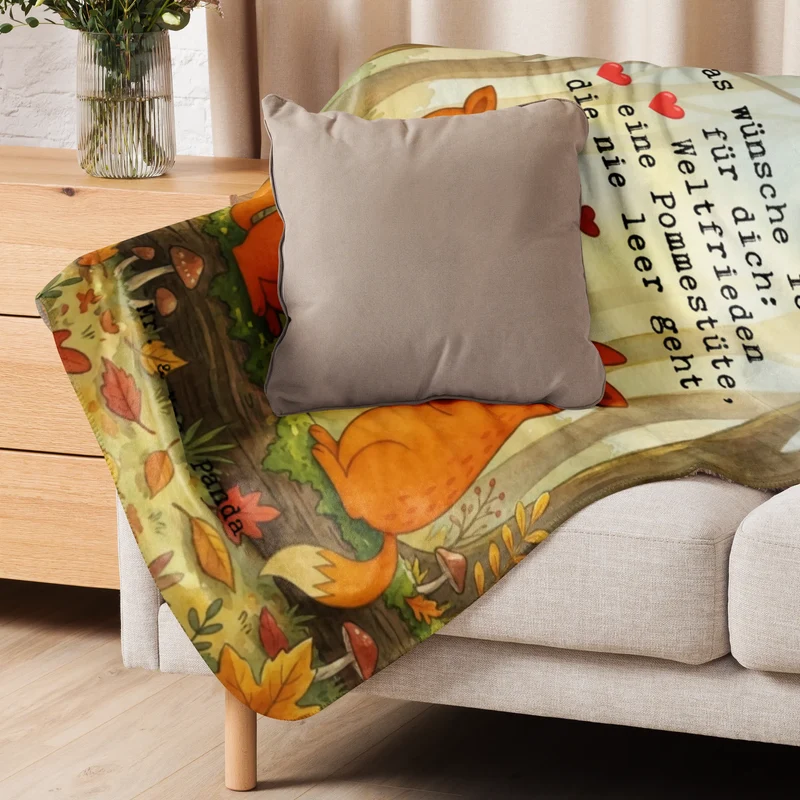 Sherpa Kuscheldecke Füchse Liebe Pommes Design