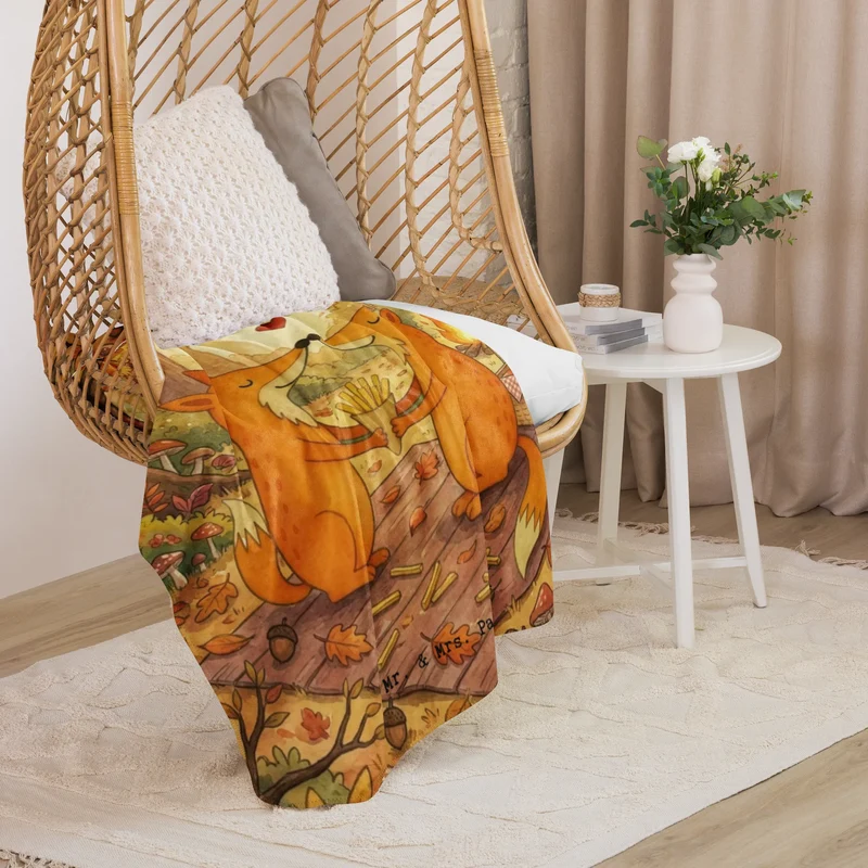 Sherpa Kuscheldecke Füchse Liebe Pommes Design