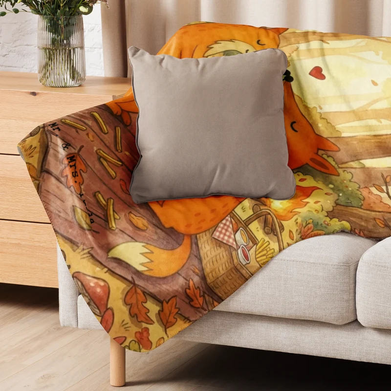 Sherpa Kuscheldecke Füchse Liebe Pommes Design