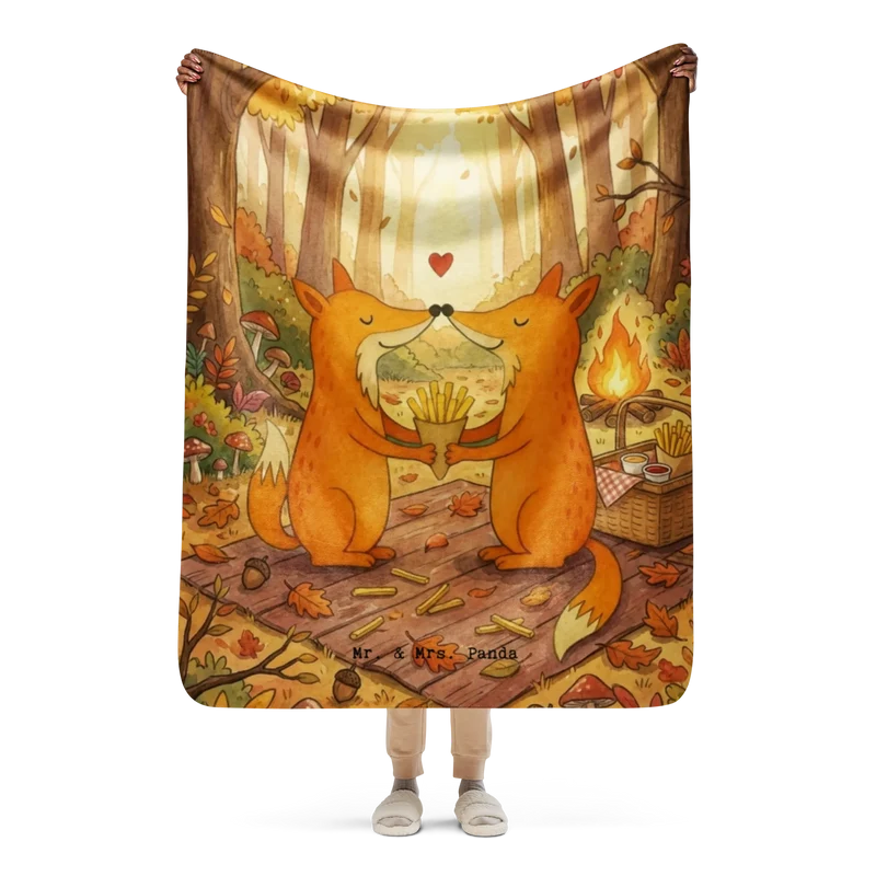 Sherpa Kuscheldecke Füchse Liebe Pommes Design
