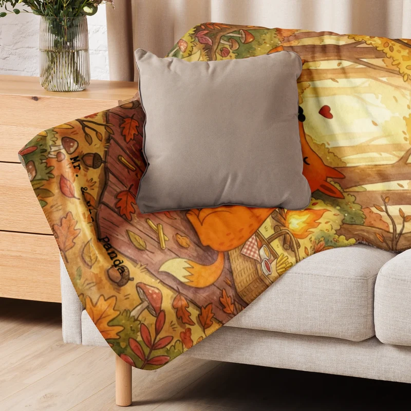 Sherpa Kuscheldecke Füchse Liebe Pommes Design