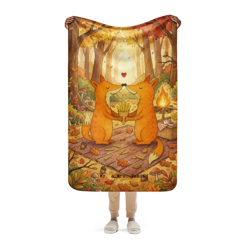Sherpa Kuscheldecke Füchse Liebe Pommes Design