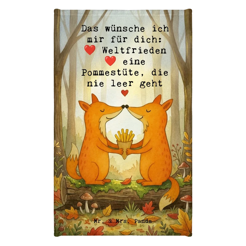 Gästehandtuch Füchse Liebe Pommes Design