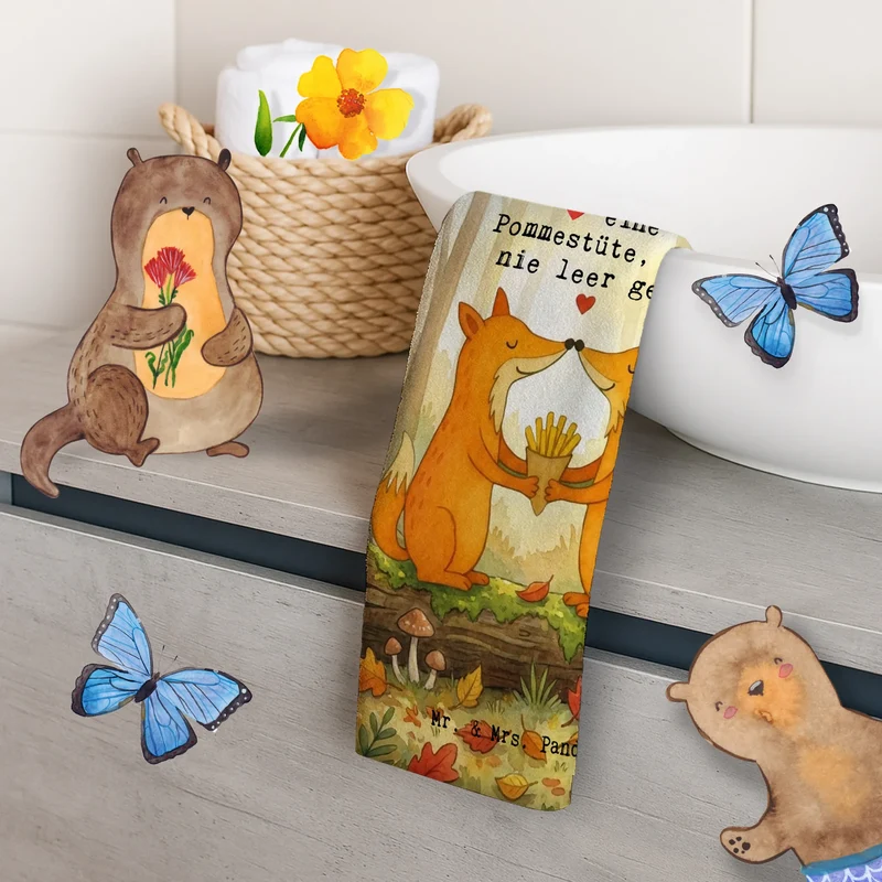 Gästehandtuch Füchse Liebe Pommes Design