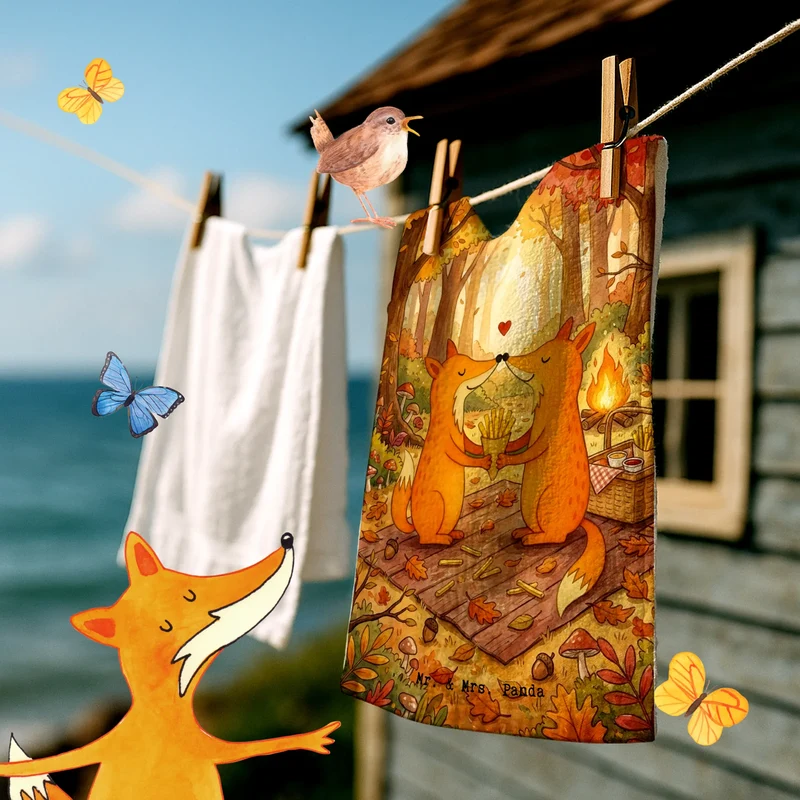 Gästehandtuch Füchse Liebe Pommes Design