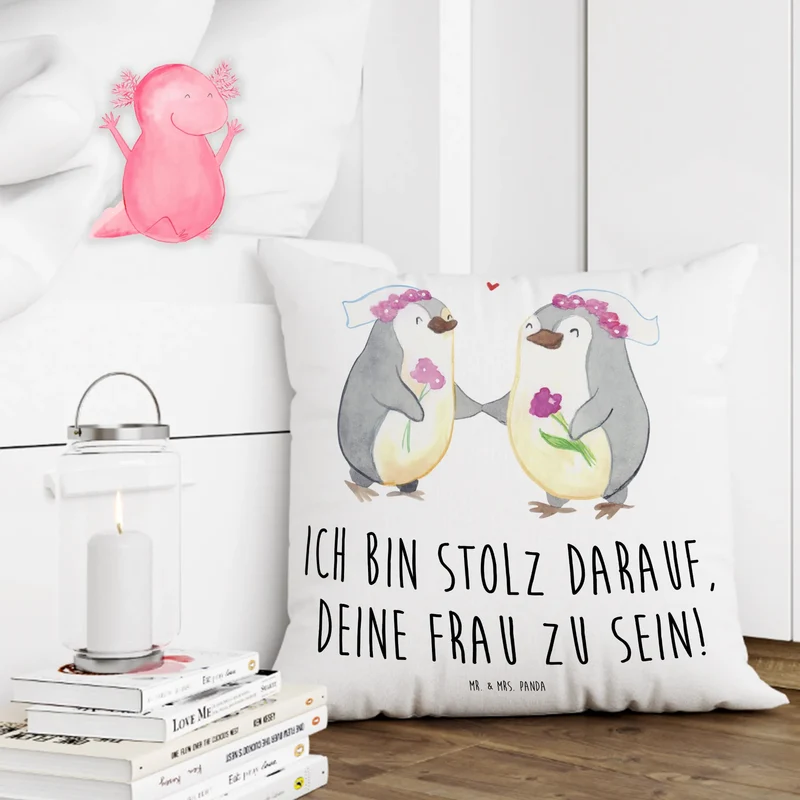 40x40 Kissen Pinguine Lesbian Pride