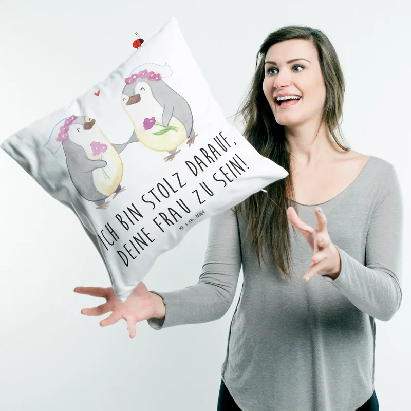 40x40 Kissen Pinguine Lesbian Pride