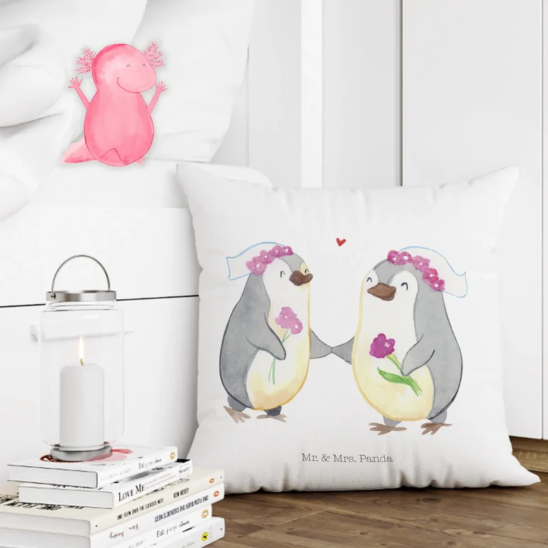 40x40 Kissen Pinguine Lesbian Pride