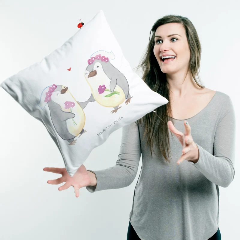 40x40 Kissen Pinguine Lesbian Pride