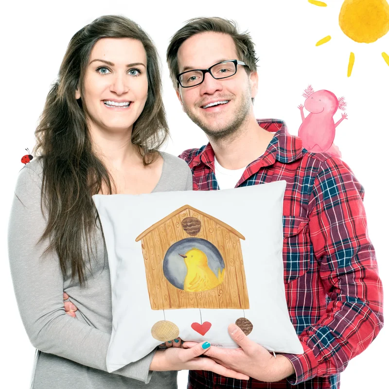 40x40 Kissen Vogel Haus