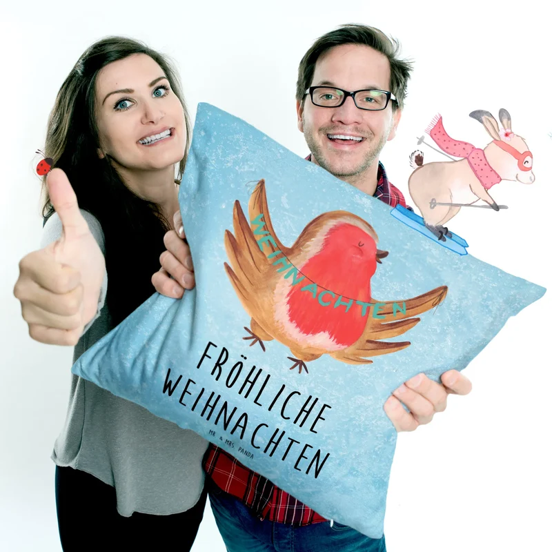 40x40 Kissen Rotkehlchen Weihnachten