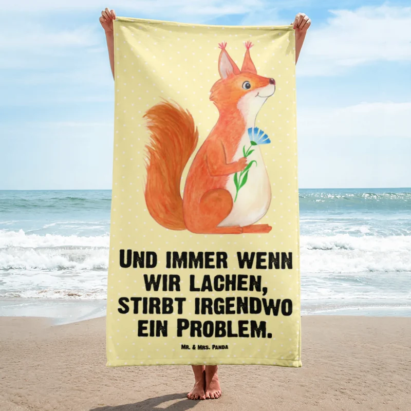 XL Badehandtuch Eichhörnchen Blume