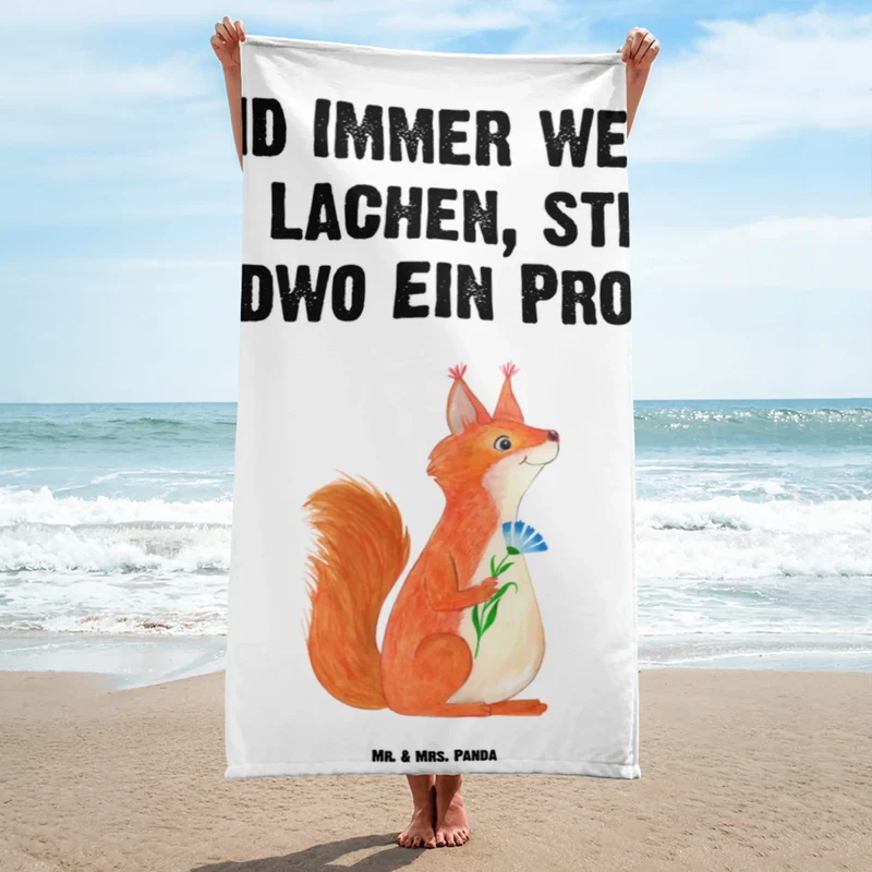 XL Badehandtuch Eichhörnchen Blume