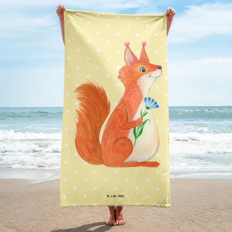 XL Badehandtuch Eichhörnchen Blume