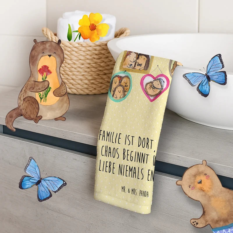 Gästehandtuch Igel Familie