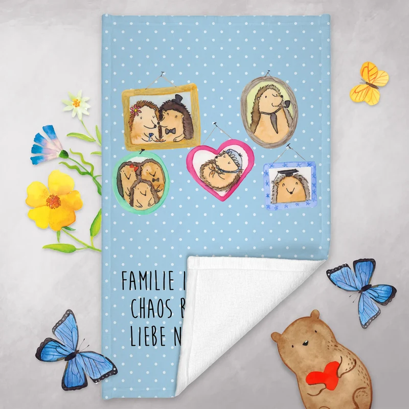 Gästehandtuch Igel Familie