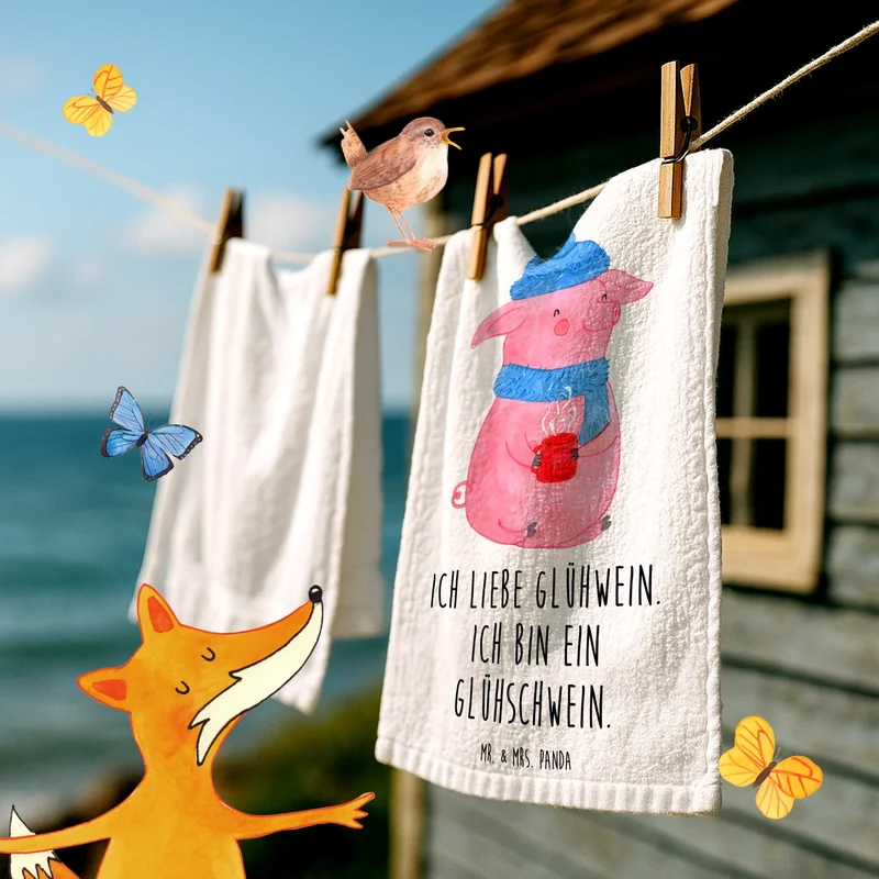 Gästehandtuch Schwein Glühwein