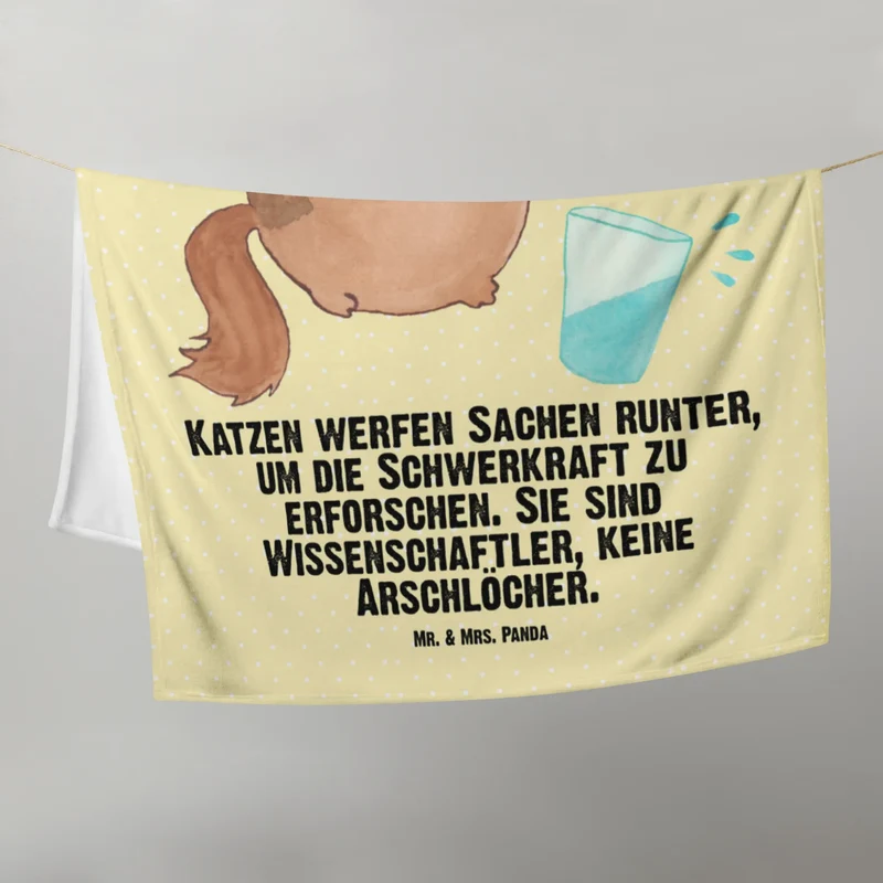 Babydecke Katze Wasserglas