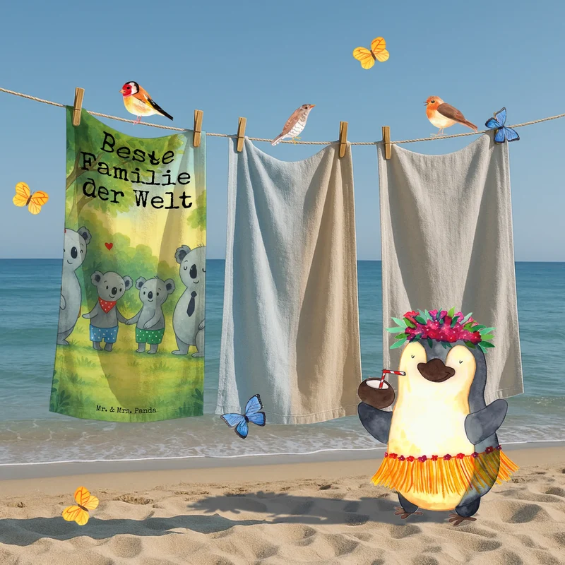 Badehandtuch Koala Familie zwei Design