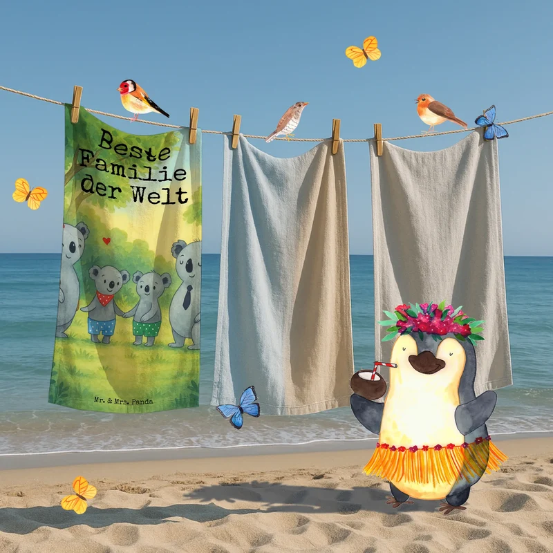 Badehandtuch Koala Familie zwei Design