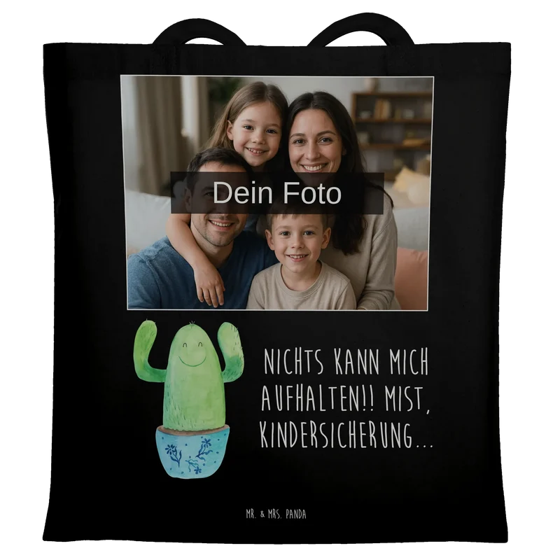 Personalisierte Foto Tragetasche Kaktus Happy