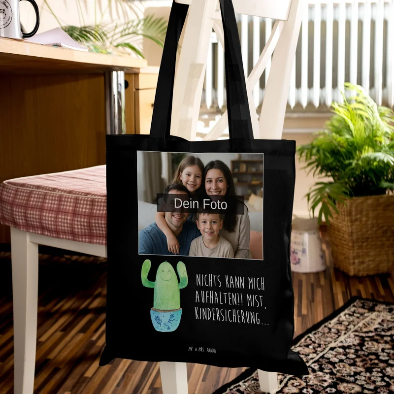 Personalisierte Foto Tragetasche Kaktus Happy