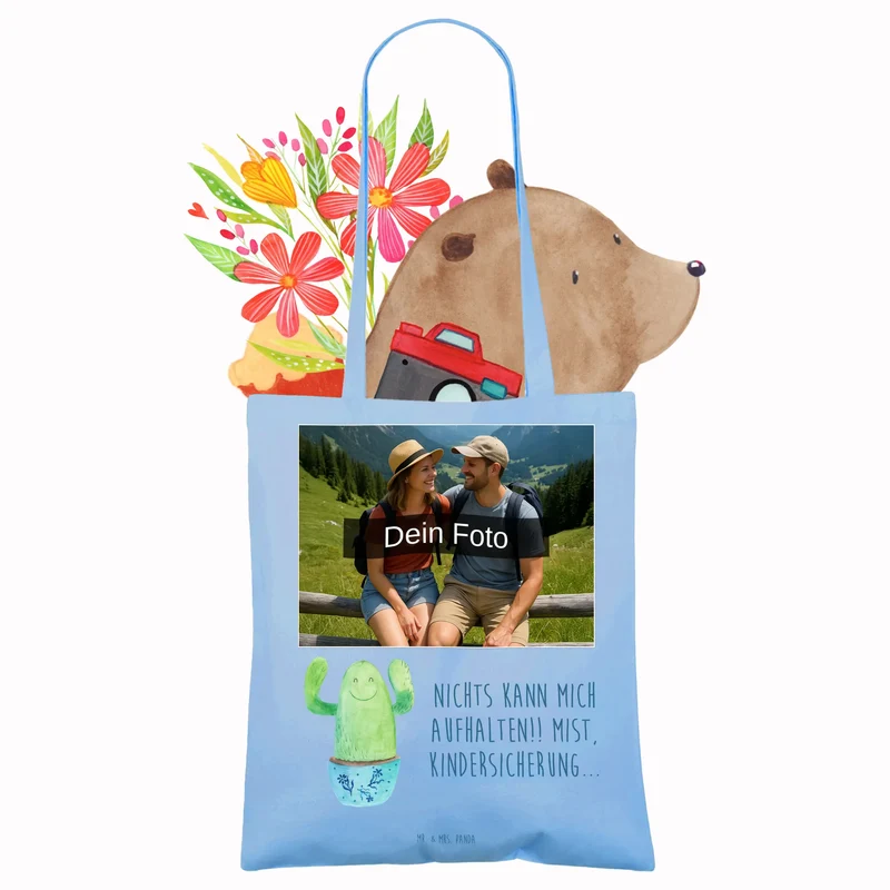 Personalisierte Foto Tragetasche Kaktus Happy
