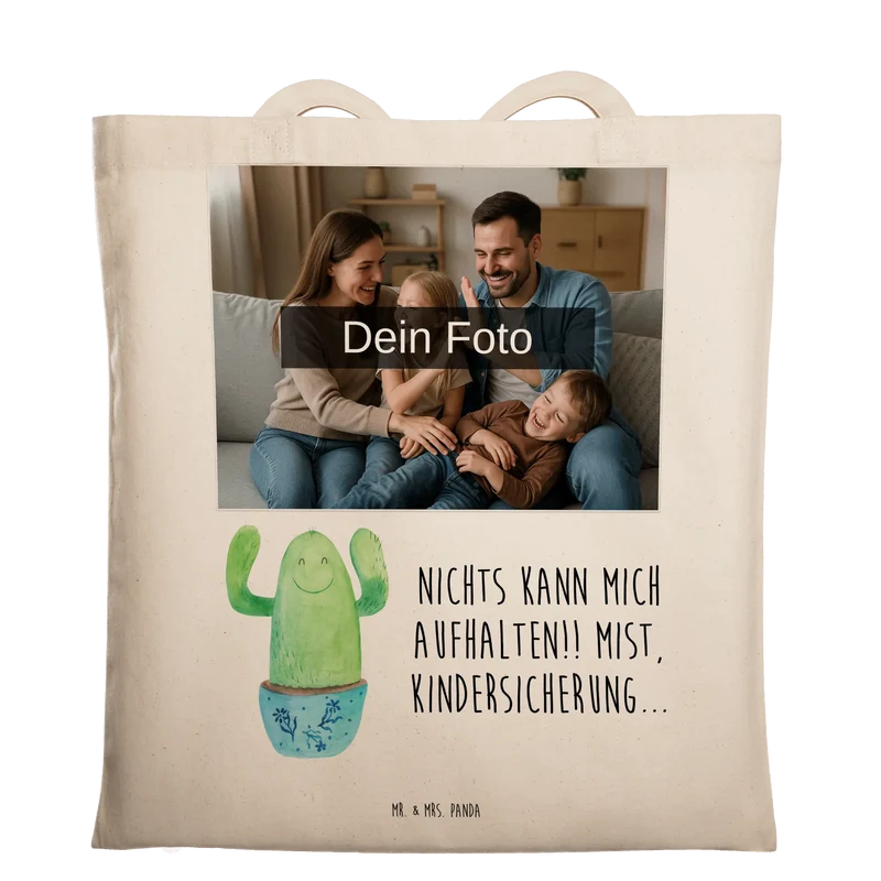 Personalisierte Foto Tragetasche Kaktus Happy