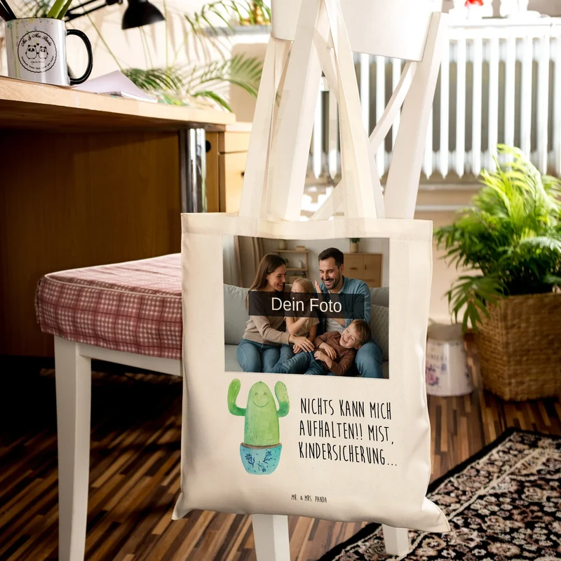 Personalisierte Foto Tragetasche Kaktus Happy