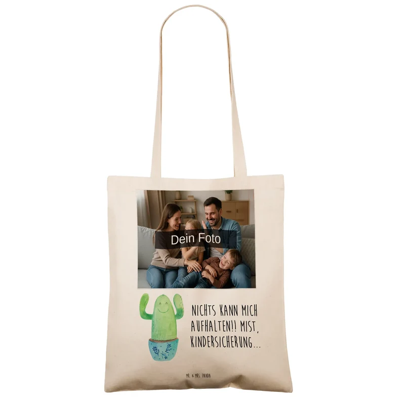 Personalisierte Foto Tragetasche Kaktus Happy