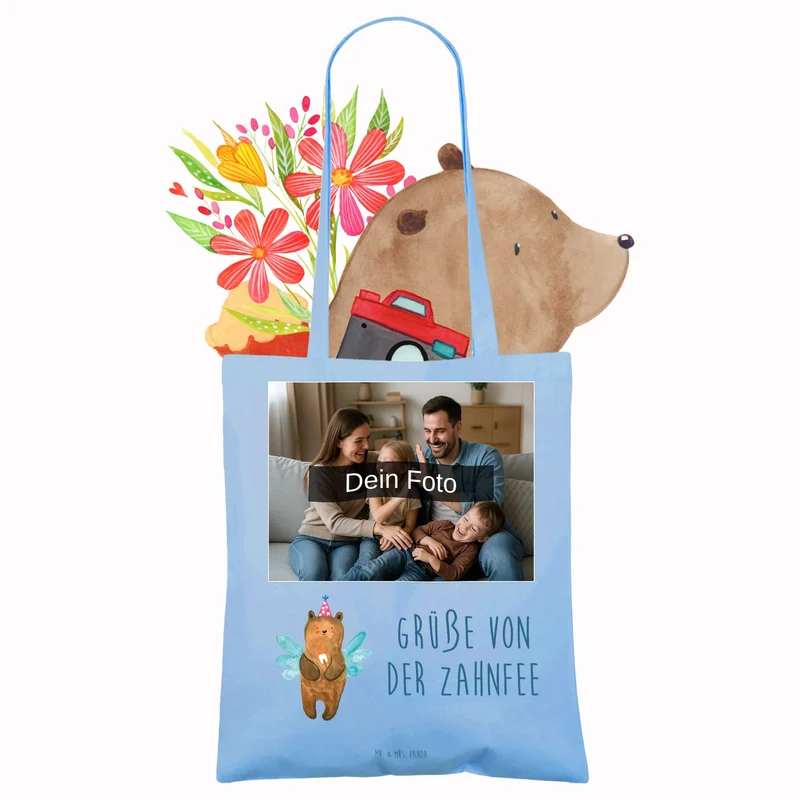 Personalisierte Foto Tragetasche Bär Zahnfee