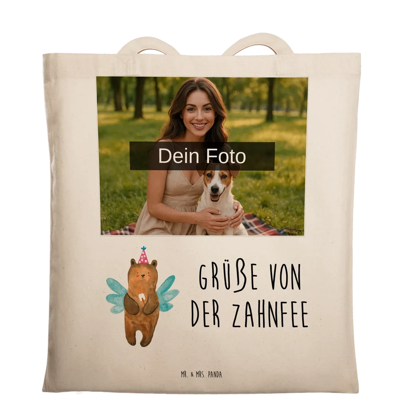 Personalisierte Foto Tragetasche Bär Zahnfee