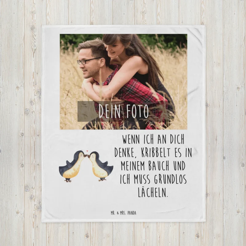 Personalisierte Foto Decke Pinguine Kuss