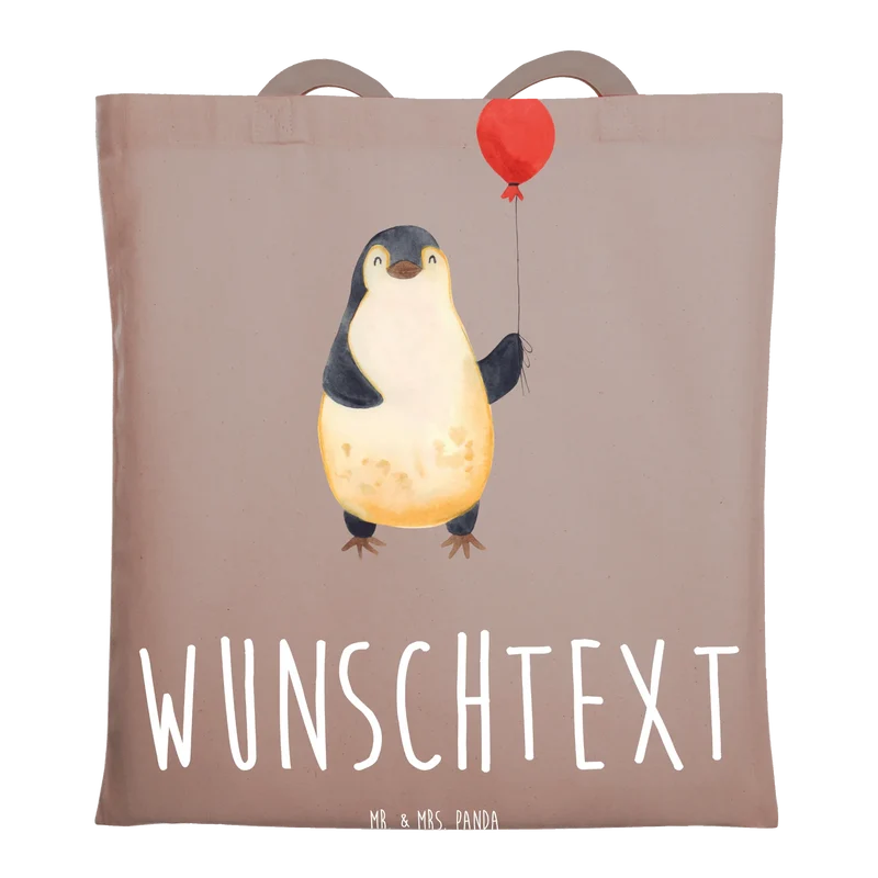 Personalisierte Foto Tragetasche Pinguin Luftballon