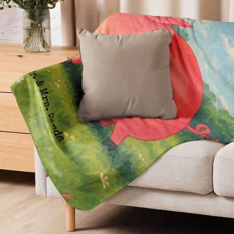 Sherpa Kuscheldecke Einhorn Schwein Design