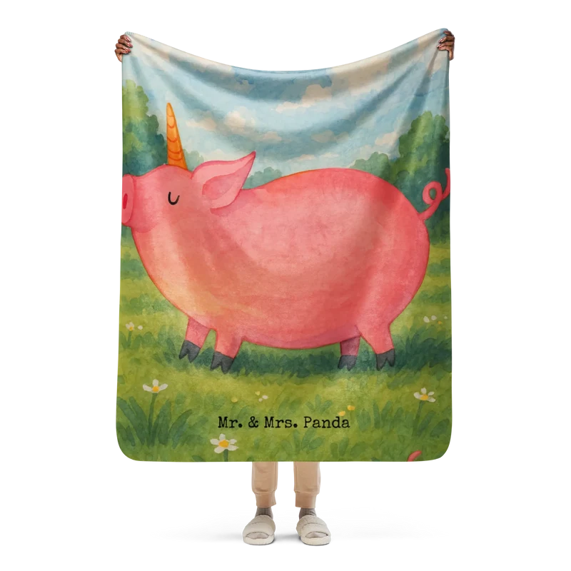 Sherpa Kuscheldecke Einhorn Schwein Design