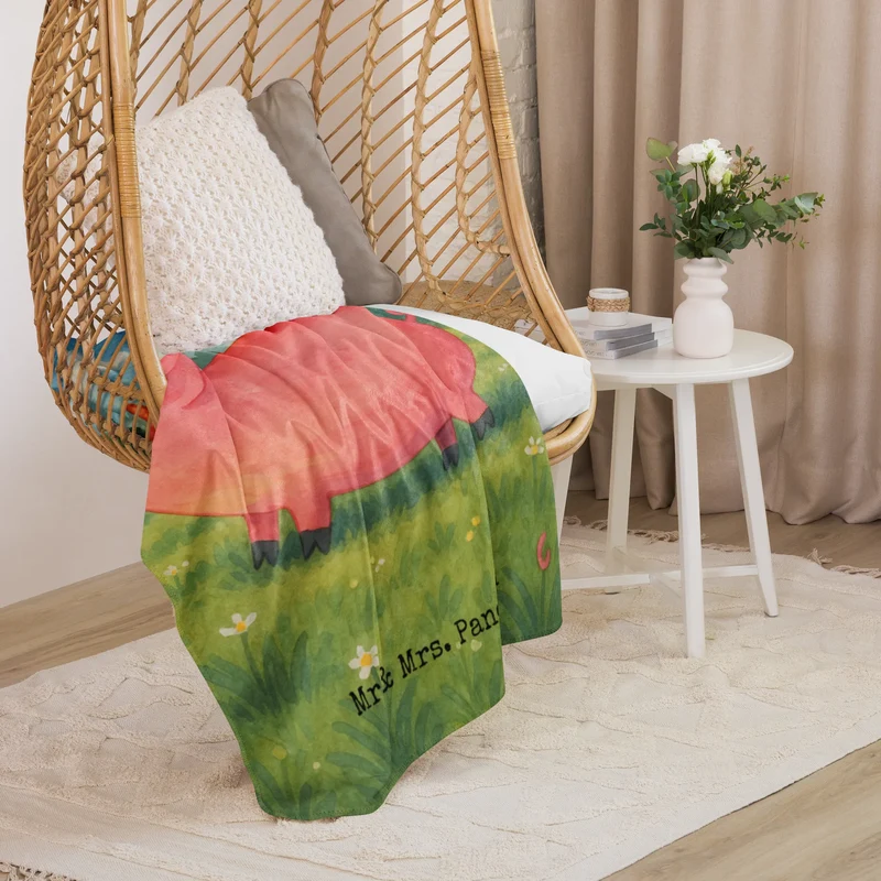 Sherpa Kuscheldecke Einhorn Schwein Design