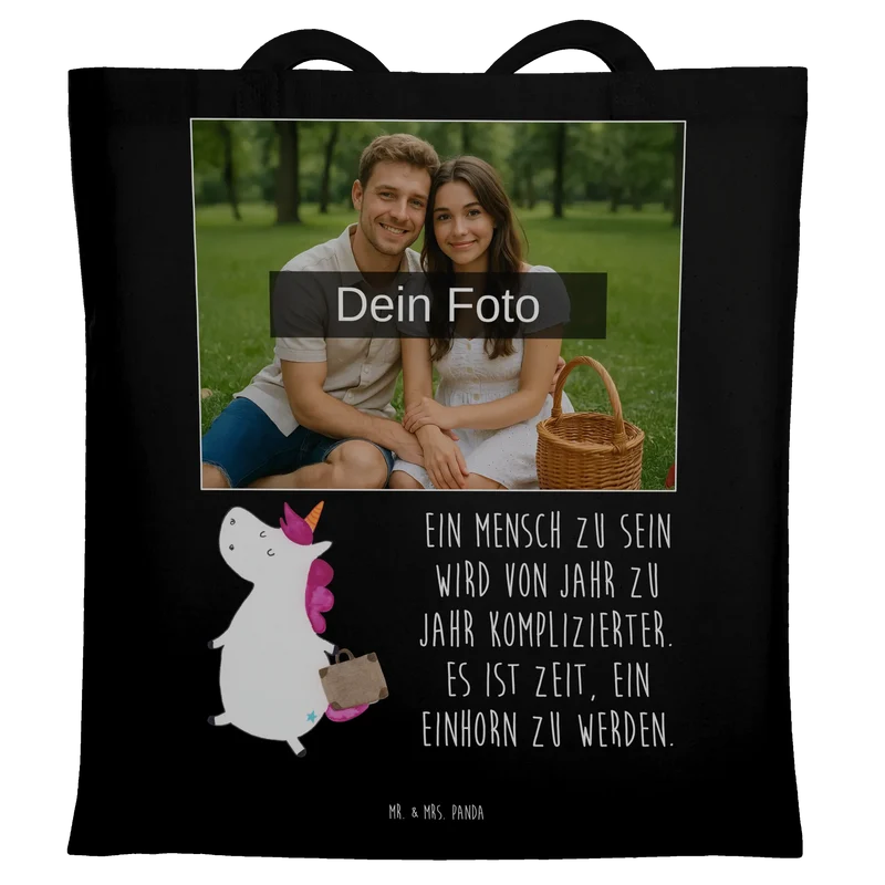 Personalisierte Foto Tragetasche Einhorn Koffer